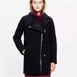 Madewell Black City Grid Asymmetrical Pea Coat Size 6
